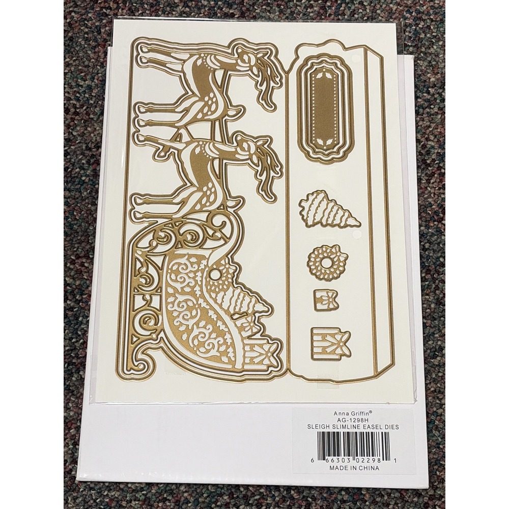 Anna Griffin Sleigh Slimline Easel Dies AG-1298H Holiday Metal Cutting Dies